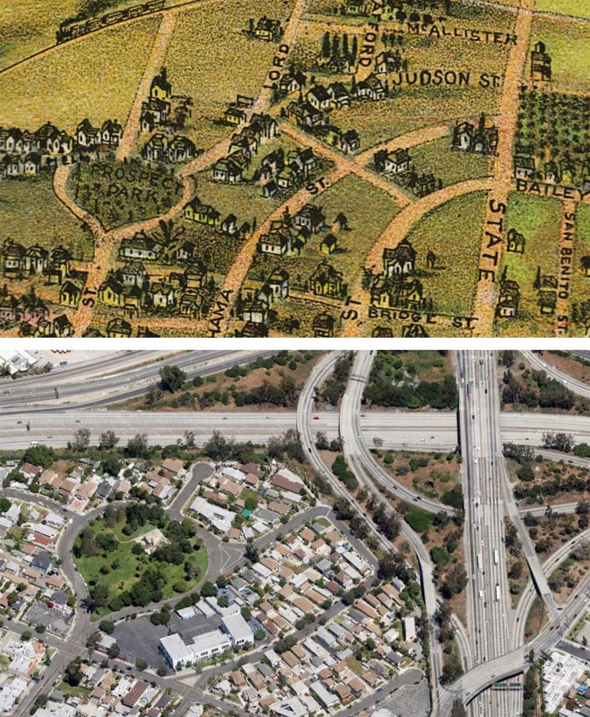 The meme is an image of a 1920s-era map of Los Angeles, with the city's original street grid and neighborhoods. The caption reads: "You can't even get a decent taco in the Valley". The joke is that the Valley, a neighborhood in Los Angeles, was once a rural area with farmland and orchards, but is now a densely populated urban area with a diverse population and a reputation for being a bit...unrefined, culturally speaking.
